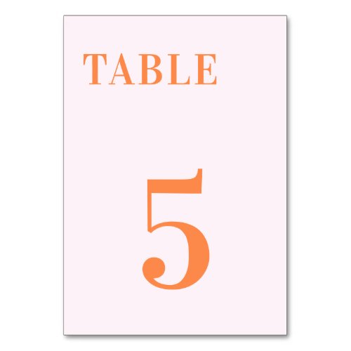 Pink Orange Peachy Apricot Crush Table 7 Wedding Table Number