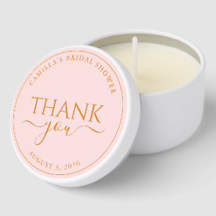 Pink Orange Personalized Bridal Shower Thank You Mini Candle Favors