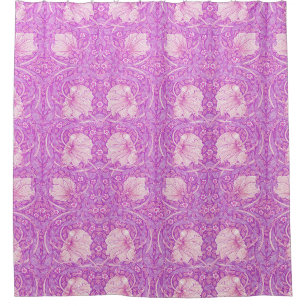 Pink orange,pimpernel,William Morris, pattern reva Shower Curtain