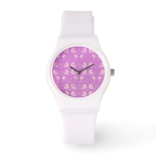 Pink orangepimpernelWilliam Morris pattern reva Watch