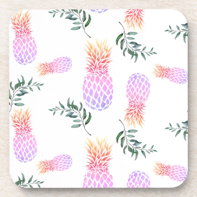PINK & ORANGE PINEAPPLE BEVERAGE COASTER (Front)