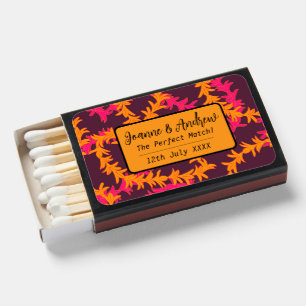 Pink Orange Plumeria Hawaii Beach Wedding Favor Matchboxes