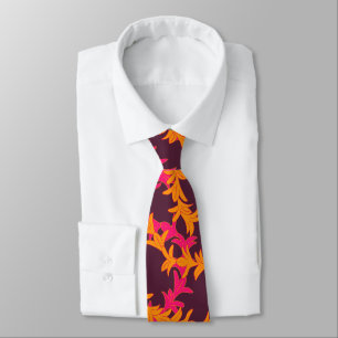 Pink Orange Plumeria Pattern Beach Wedding Neck Tie