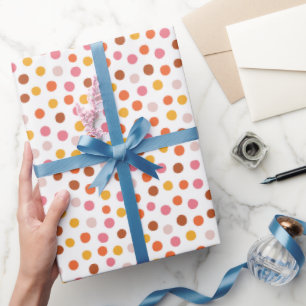 Pink Orange Polka Dots Wrapping Paper