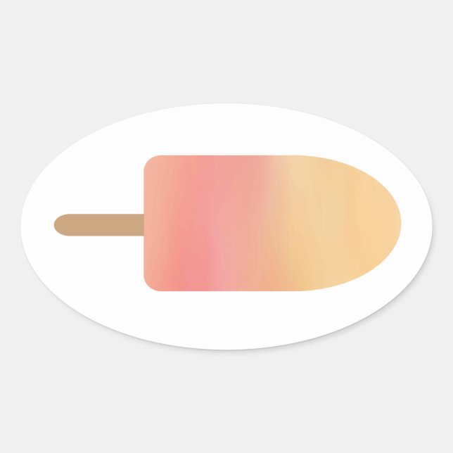 Pink Orange Popsicle Summer Frozen Treat Oval Sticker (Front)