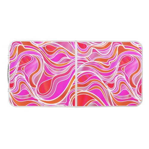 Pink Orange Psychedelic Stained Glass Abstract Beer Pong Table