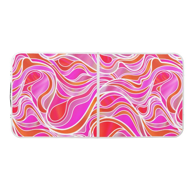 Pink Orange Psychedelic Stained Glass Abstract Beer Pong Table (Top)