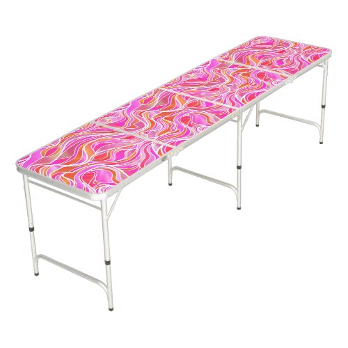 Pink Orange Psychedelic Stained Glass Abstract Beer Pong Table