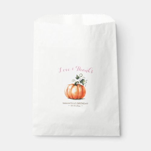 Pink Orange Pumpkin Baby Shower Candy Favor Bags