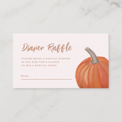 Pink  Orange Pumpkin Diaper Raffle Enclosure Card