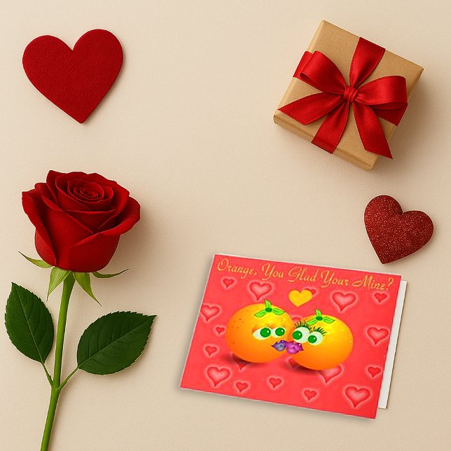 Pink Orange Pun Love Greeting Card (Creator Uploaded)