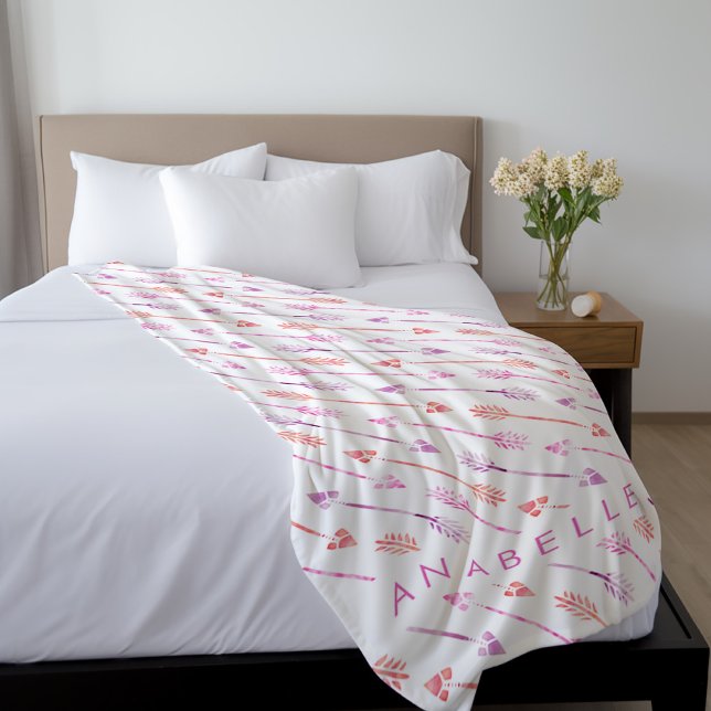 Pink Orange Purple Arrows Fleece Blanket (Creator Uploaded)