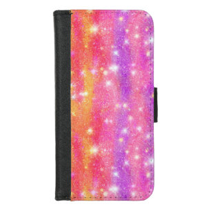 Pink Orange Purple Glitter Sparkle Pattern iPhone 8/7 Wallet Case