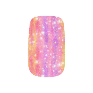 Pink Orange Purple Glitter Sparkle Pattern Minx Nail Art
