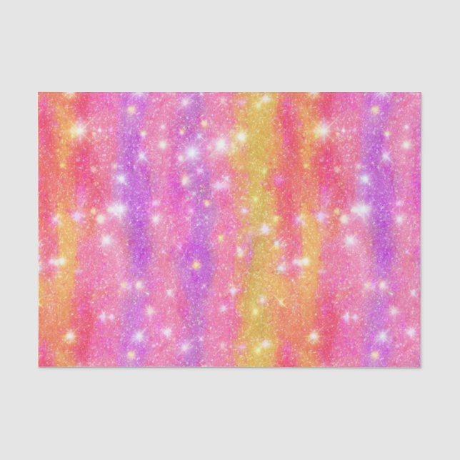Pink Orange Purple Glitter Sparkle Pattern Tissue Paper (Front)
