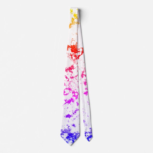 Pink Orange Purple Marble Paint Splash Abstract Neck Tie (Front)
