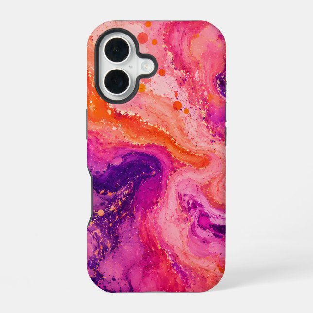 Pink Orange Purple Marble Paint Splash Pattern Iphone Case (Back)