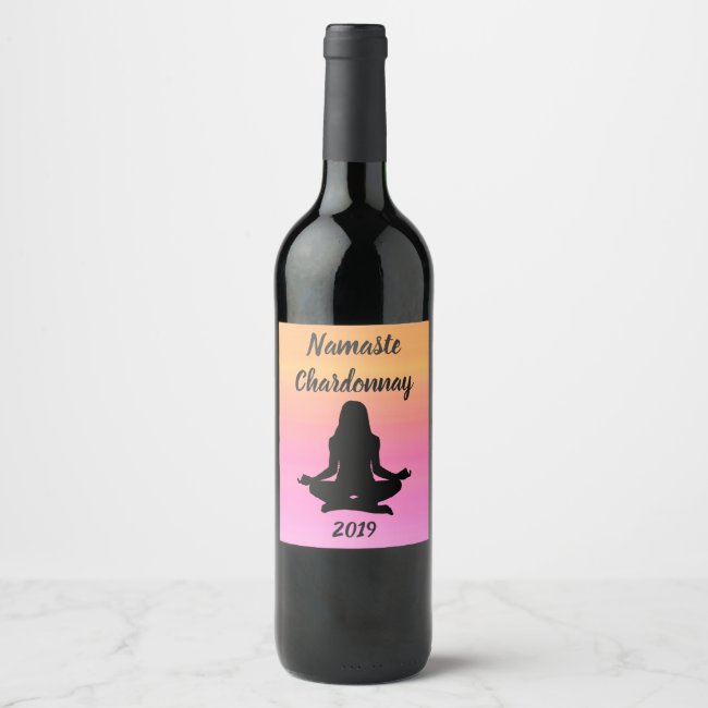 Pink Orange Rainbow Sunset Yoga Wine Label