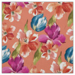 Pink Orange Red Blue Tulips Petunia Spring Flowers Fabric