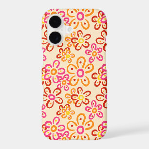 Pink Orange Red Retro Daisy Flowers iPhone 17 Case