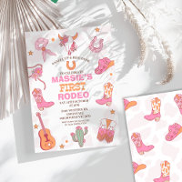 Pink Orange Retro 1st Rodeo Birthday 