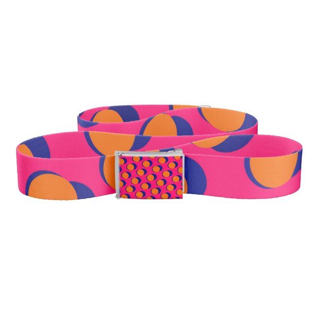 Pink Orange Retro Buckle Belt (Zig-Zag)