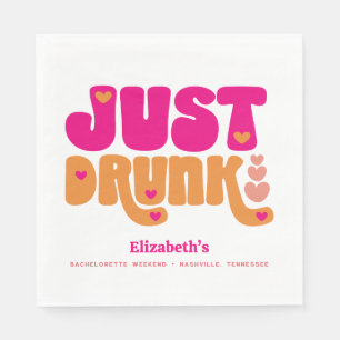 Pink Orange Retro Drunk in Love Bachelorette Party Napkins