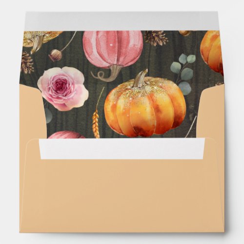Pink Orange Rustic Country Pumpkins Pattern Fall Envelope
