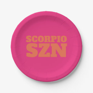 Pink Orange Scorpio SZN Cool Paper Plates