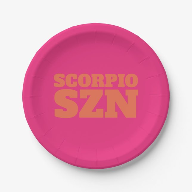 Pink Orange Scorpio SZN Cool Paper Plates (Front)
