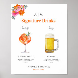 pink orange signature Drink Cocktail Poster