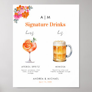 pink orange signature Drink Cocktail Poster