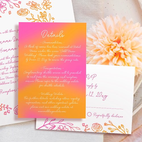 Pink Orange Simple Script Details Enclosure Card