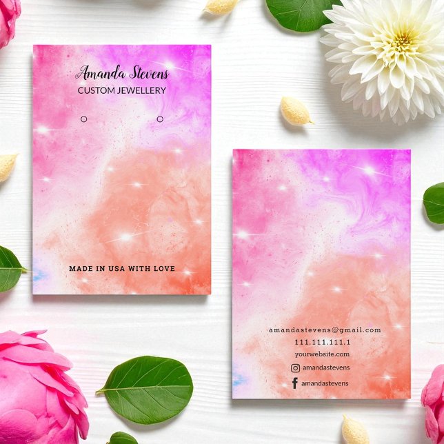 Pink Orange Sparkle Chic Earring Display  Business Card (Creator Uploaded)