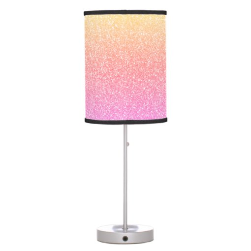 Pink Orange Sparkle Glitter Monogram Name Table Lamp | Zazzle