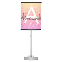 Pink Orange Sparkle Glitter Monogram Name Table Lamp Pink Orange Sparkle Glitter Monogram Name Table Lamp