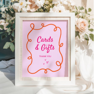 Pink Orange Squiggle Cards and Gifts Poster
