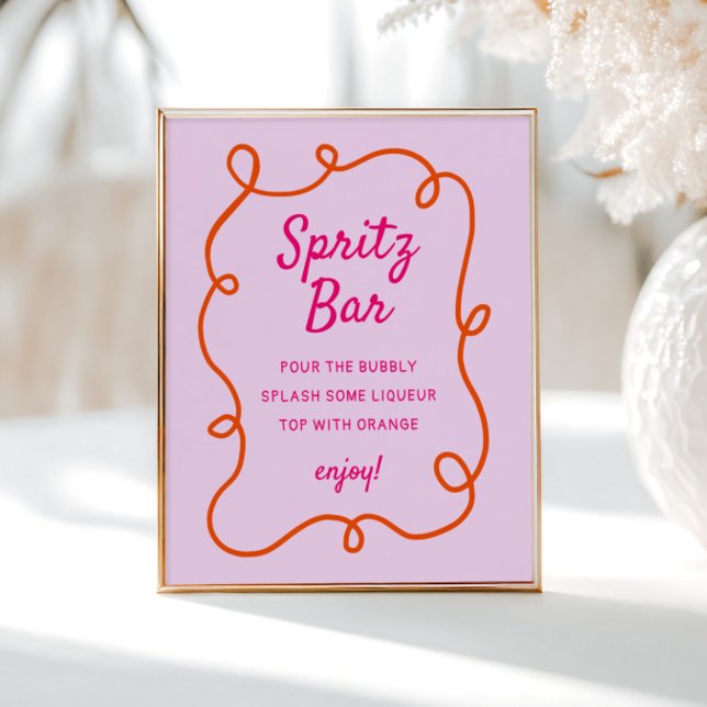 Pink Orange Squiggle Spritz Bar Poster (Creator Uploaded)