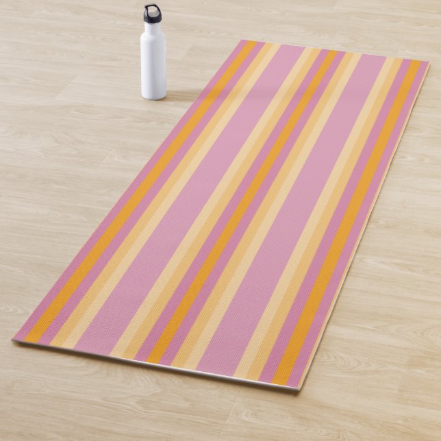 Pink Orange Stripes B Yoga Mat (In Situ)