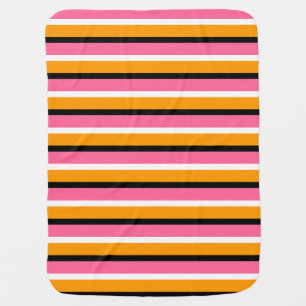 Pink Orange Stripes Horizontal Lines Baby Blanket