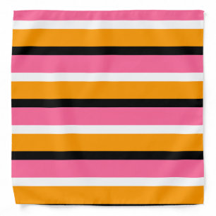 Pink Orange Stripes Horizontal Lines Bandana