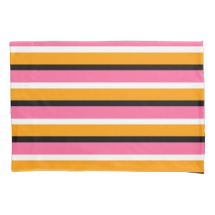 Pink Orange Stripes Horizontal Lines Pillow Case