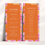 Pink & Orange Summer Floral Vibrant Bloom Wedding  Program<br><div class="desc">Inform your guests about wedding program with this elegant program card,  featuring bright floral background and your custom text. Easily add your own details by clicking on the "personalize" option.</div>