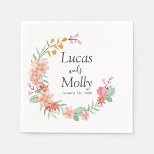 Pink & Orange Summer Floral Wedding Napkins