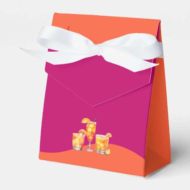 Pink & Orange Sunset Retro Bachelorette Favor Boxes (Front Side)