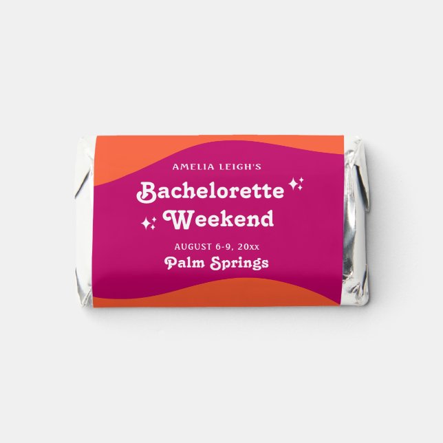 Pink & Orange Sunset Retro Bachelorette Weekend Hershey's Miniatures (Front)