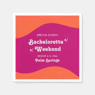 Pink & Orange Sunset Retro Bachelorette Weekend Napkins