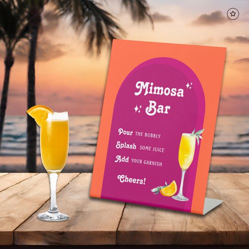 Pink  Orange Sunset Retro Mimosa Bar Pedestal Sign