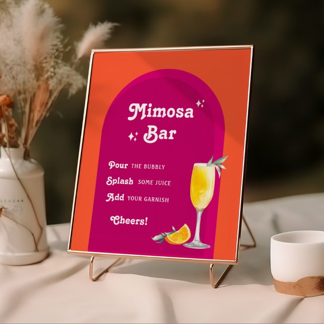 Pink & Orange Sunset Retro Mimosa Bar Poster (Creator Uploaded)