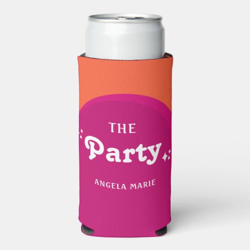 Pink  Orange Sunset Retro The Party Seltzer Can Cooler